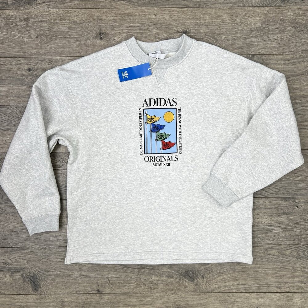 Adidas Sweatshirt Size Medium Mens Grey Global Sport Crewneck Sweater